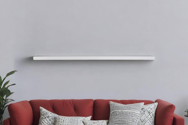 HomeRoots 75" White Wooden Floating Shelf - Modern Minimalist Wall-Mounted Storage for Home Décor & Organization 400828