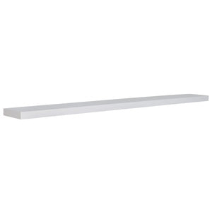 Homeroots 75" White Wooden Wall Mounted Floating Shelf  White Lacquered Mdf 400828