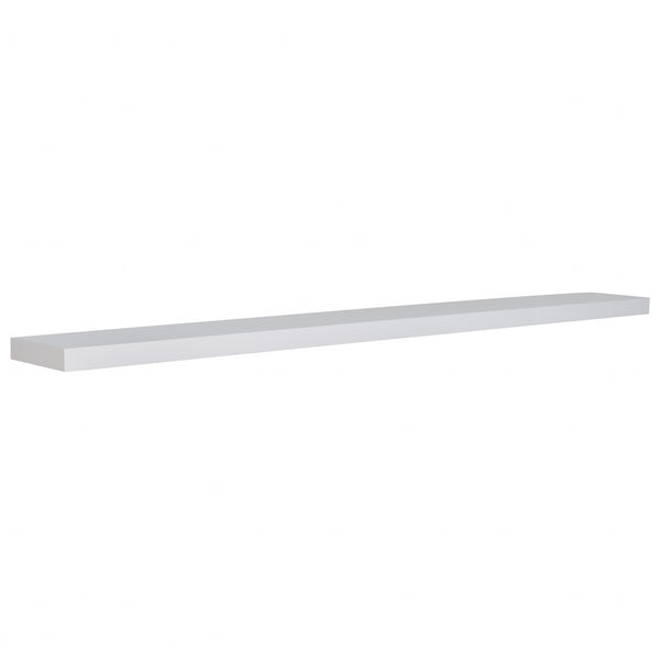 Homeroots 75" White Wooden Wall Mounted Floating Shelf  White Lacquered Mdf 400828