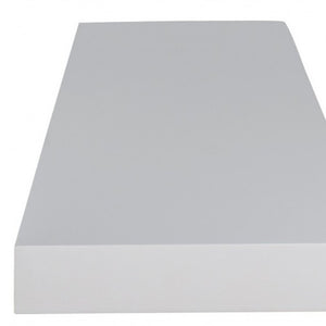 Homeroots 75" White Wooden Wall Mounted Floating Shelf  White Lacquered Mdf 400828