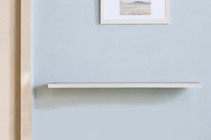 Homeroots 75" White Wooden Wall Mounted Floating Shelf  White Lacquered Mdf 400828