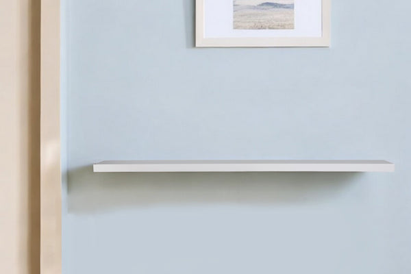 Homeroots 75" White Wooden Wall Mounted Floating Shelf  White Lacquered Mdf 400828