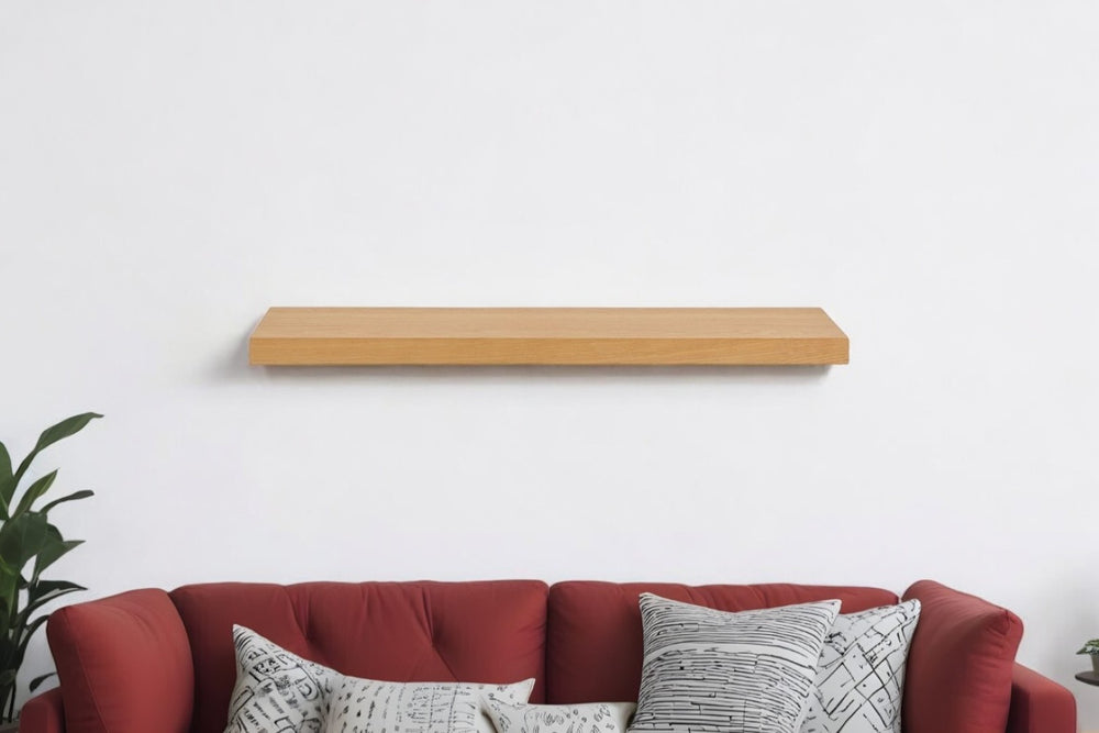 HomeRoots 43" Natural Light Brown Wooden Floating Shelf - Minimalist Design for Stylish Home Display & Storage 400831
