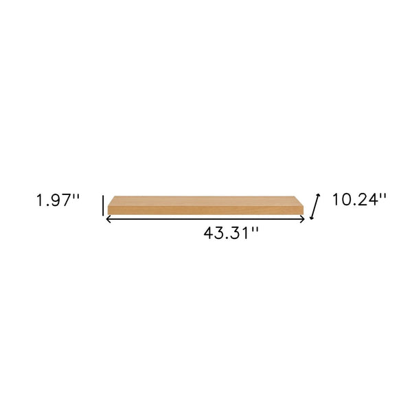 HomeRoots 43" Natural Light Brown Wooden Floating Shelf - Minimalist Design for Stylish Home Display & Storage 400831
