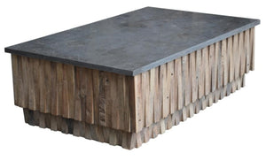 HomeRoots 52" Gray Stone & Solid Wood Block Coffee Table – Elegant, Durable Design for Modern Living Spaces! 400836