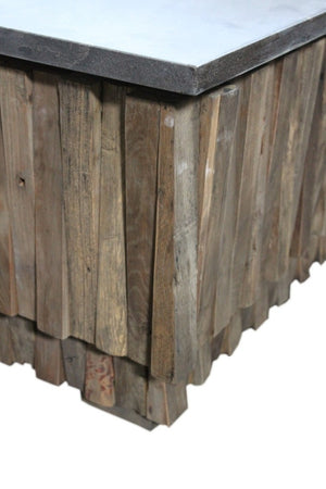 HomeRoots 52" Gray Stone & Solid Wood Block Coffee Table – Elegant, Durable Design for Modern Living Spaces! 400836