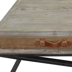 Homeroots Rustic Handcrafted Natural Wood And Iron Coffee Table   400837