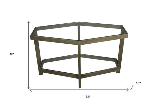 Homeroots Modern Hexagonal Glass Top Coffee Table   400838