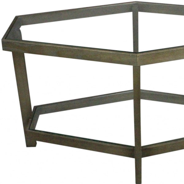 Homeroots Modern Hexagonal Glass Top Coffee Table   400838