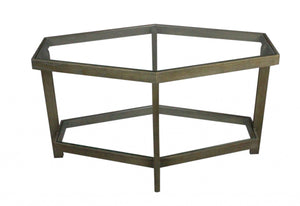 Homeroots Modern Hexagonal Glass Top Coffee Table   400838