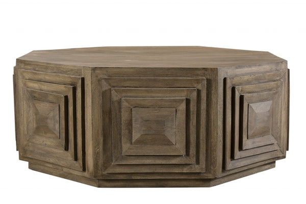 Homeroots Octagonal Nested Square Carved Coffee Table   400843