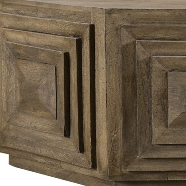 Homeroots Octagonal Nested Square Carved Coffee Table   400843