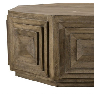 Homeroots Octagonal Nested Square Carved Coffee Table   400843