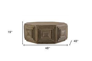 Homeroots Octagonal Nested Square Carved Coffee Table   400843