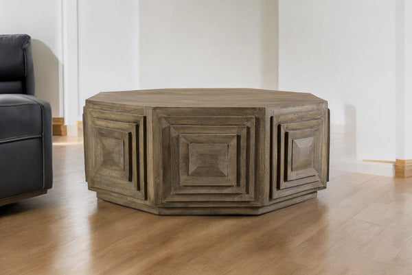 Homeroots Octagonal Nested Square Carved Coffee Table   400843