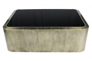 HomeRoots 54" Contemporary Black Glass Coffee Table with Silver Metal Base - Stylish & Durable Design! 400847