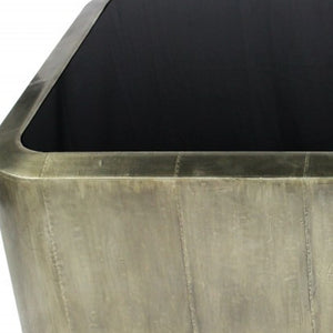 Homeroots 54" Elegant Black And Silver Glass Coffee Table – Stylish Metal Base, Perfect For Modern Living Rooms   400847