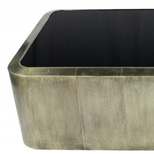 Homeroots 54" Elegant Black And Silver Glass Coffee Table – Stylish Metal Base, Perfect For Modern Living Rooms   400847