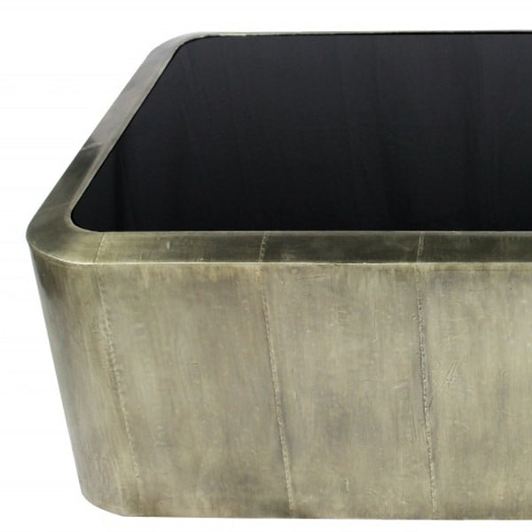 Homeroots 54" Elegant Black And Silver Glass Coffee Table – Stylish Metal Base, Perfect For Modern Living Rooms   400847