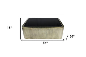 Homeroots 54" Elegant Black And Silver Glass Coffee Table – Stylish Metal Base, Perfect For Modern Living Rooms   400847