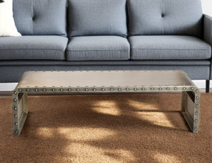 HomeRoots 60" Gray Aluminum Coffee Table - Modern Rectangular Design with Sturdy Metal Frame for Stylish Living Spaces 400851