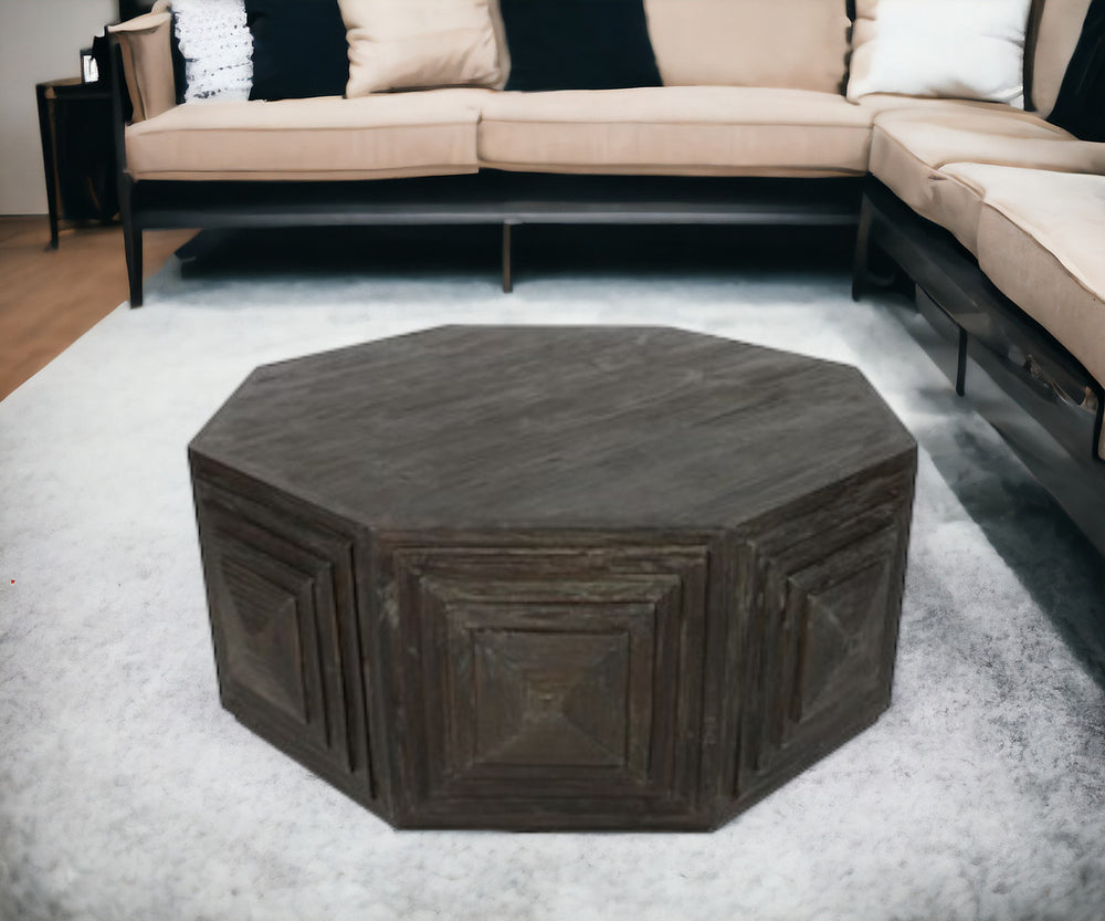 Homeroots Deep Brown Octagonal Coffee Table   400854
