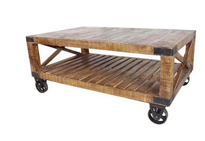 Homeroots Traditional Cart Style Wooden Coffee Table   400855