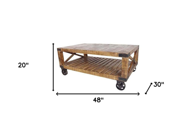 Homeroots Traditional Cart Style Wooden Coffee Table   400855