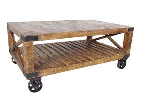 Homeroots Traditional Cart Style Wooden Coffee Table   400855