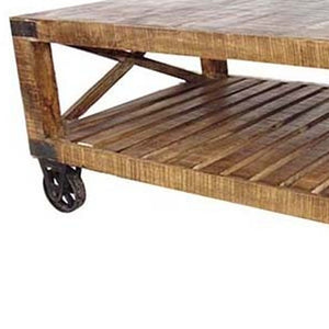 Homeroots Traditional Cart Style Wooden Coffee Table   400855