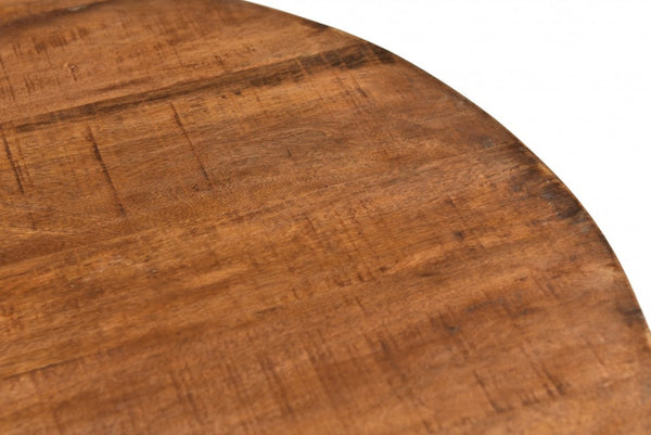 HomeRoots 32" Round Coffee Table with Solid Wood Top & Black Iron Frame - Modern, Versatile Accent Piece 400856