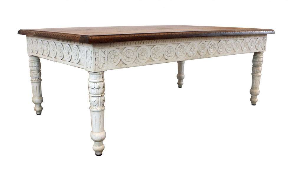 Homeroots Brown And White Decorative Coffee Table   400858