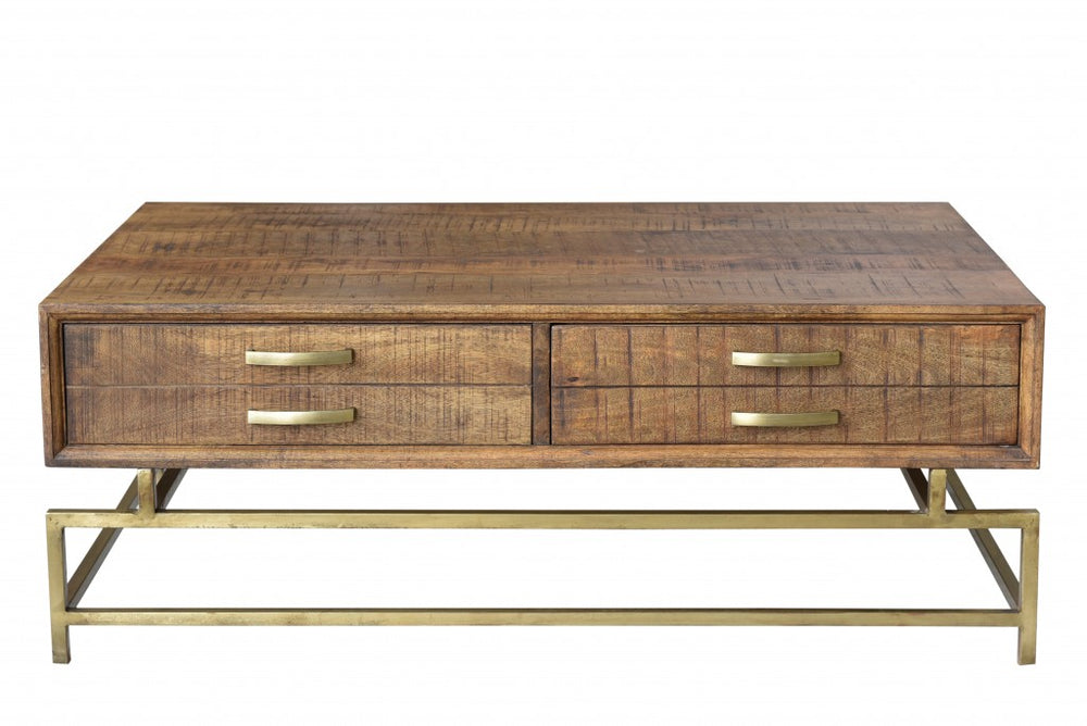 Homeroots Brown And Gold Storage Coffee Table   400860