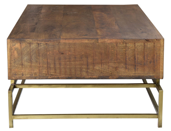 Homeroots Brown And Gold Storage Coffee Table   400860