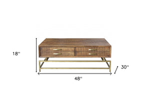 Homeroots Brown And Gold Storage Coffee Table   400860