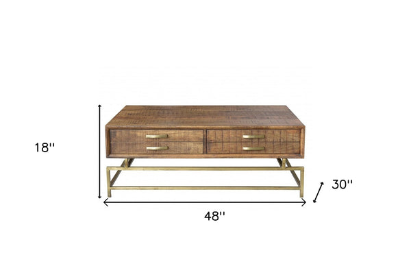 Homeroots Brown And Gold Storage Coffee Table   400860
