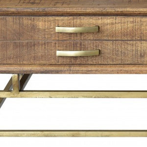 Homeroots Brown And Gold Storage Coffee Table   400860