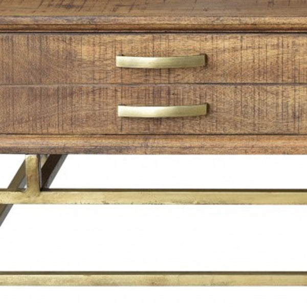 Homeroots Brown And Gold Storage Coffee Table   400860