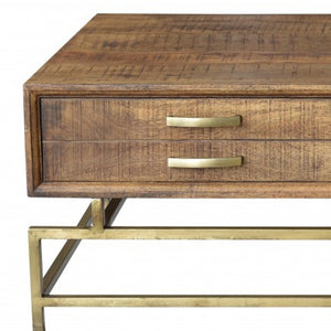 Homeroots Brown And Gold Storage Coffee Table   400860