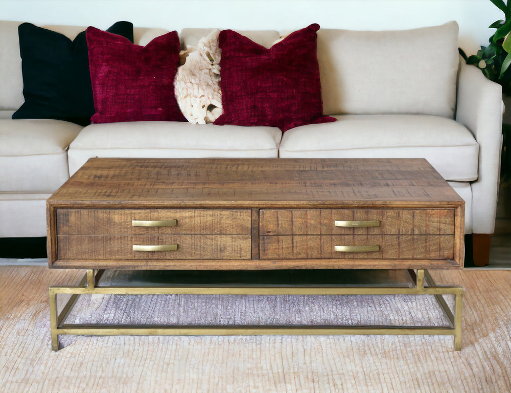 Homeroots Brown And Gold Storage Coffee Table   400860