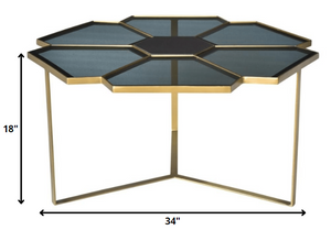Homeroots Geometric Floral Glass Coffee Table   400861