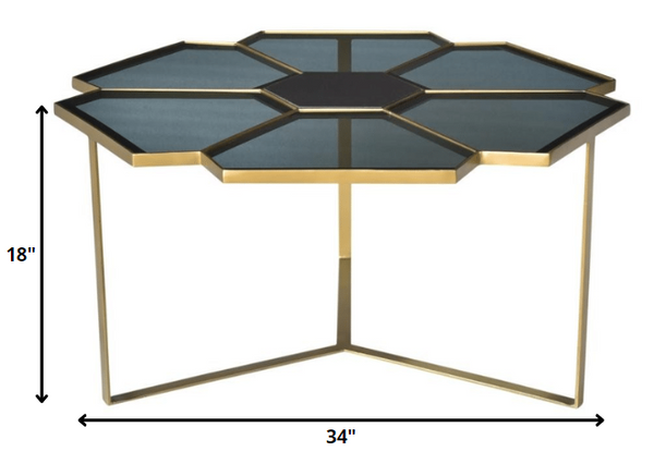 Homeroots Geometric Floral Glass Coffee Table   400861