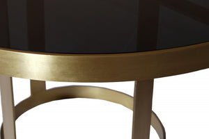 Homeroots Round Black And Gold Modern Coffee Table   400862