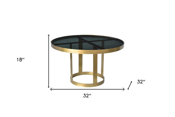 Homeroots Round Black And Gold Modern Coffee Table   400862