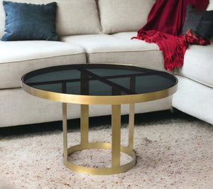 Homeroots Round Black And Gold Modern Coffee Table   400862