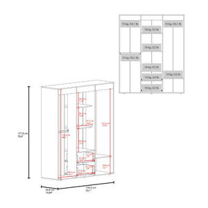 English Elm Valier Wardrobe Armoire with Shelving Drawers and Hanging Space in Walnut Finish Natural B097S00248