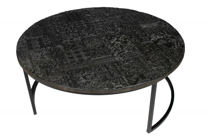Homeroots Set Of Two Stylish Black Iron Nested Round Coffee Tables - Space-saving Accent For Any Room   400866