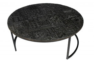 Homeroots Set Of Two Stylish Black Iron Nested Round Coffee Tables - Space-saving Accent For Any Room   400866