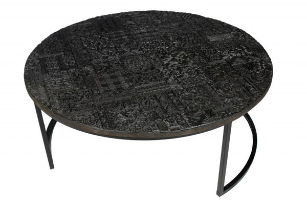 Homeroots Set Of Two Stylish Black Iron Nested Round Coffee Tables - Space-saving Accent For Any Room   400866