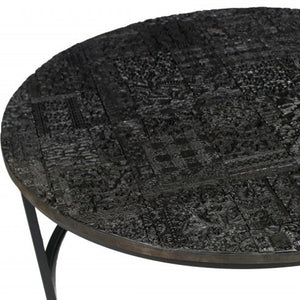 Homeroots Set Of Two Stylish Black Iron Nested Round Coffee Tables - Space-saving Accent For Any Room   400866